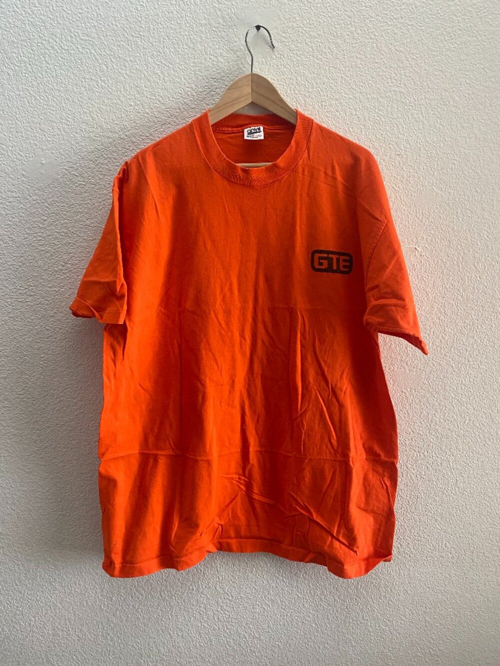 Vintage GTE Electrical Line Worker Anvil Orange T-Shirt XL 2XL Power Lines